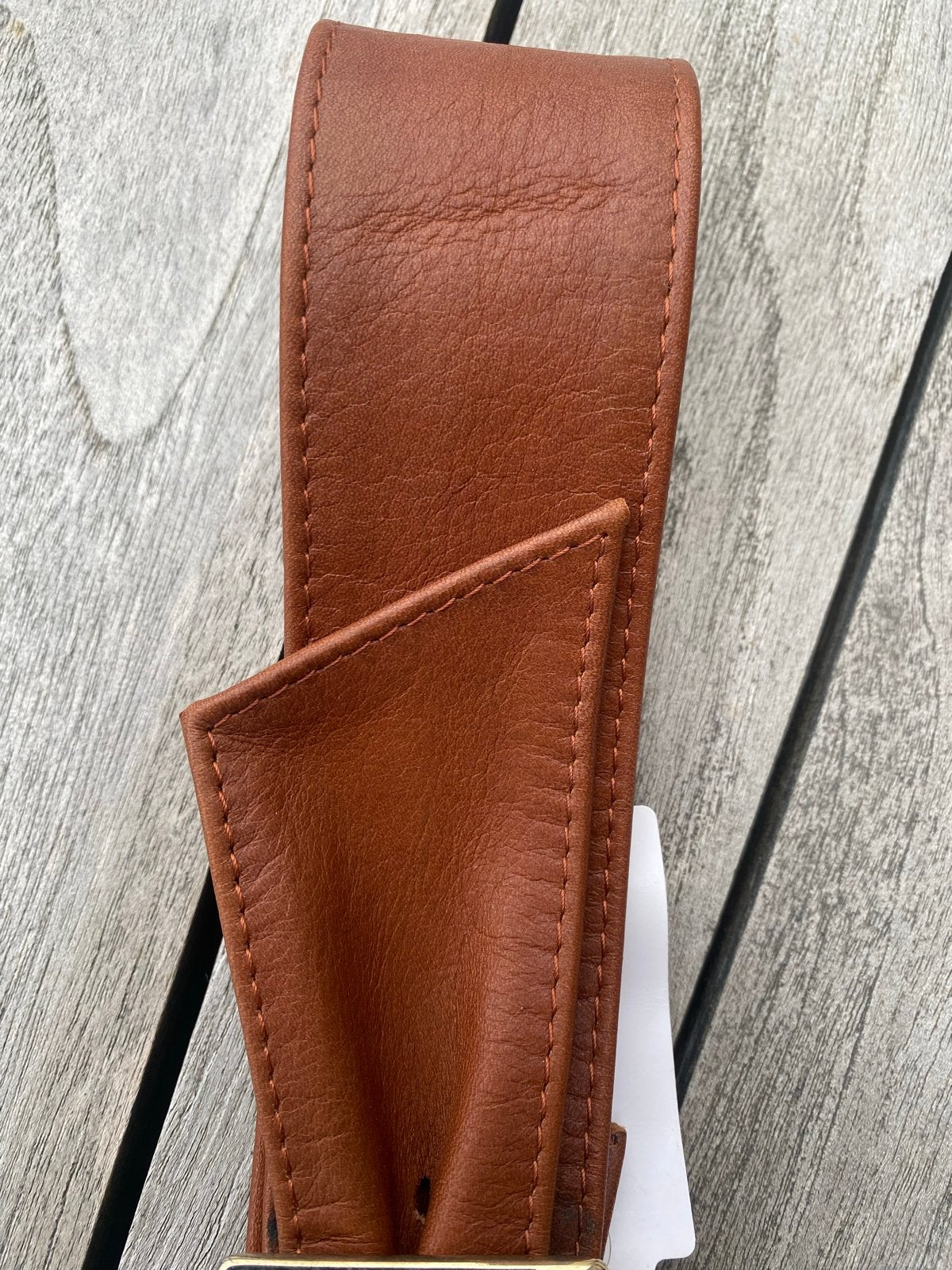 Echt leren cognac riem met goudkleurige gesp (ook in zwart), Minder dan 3 cm, Bruin, Echt leder, Ophalen of Verzenden