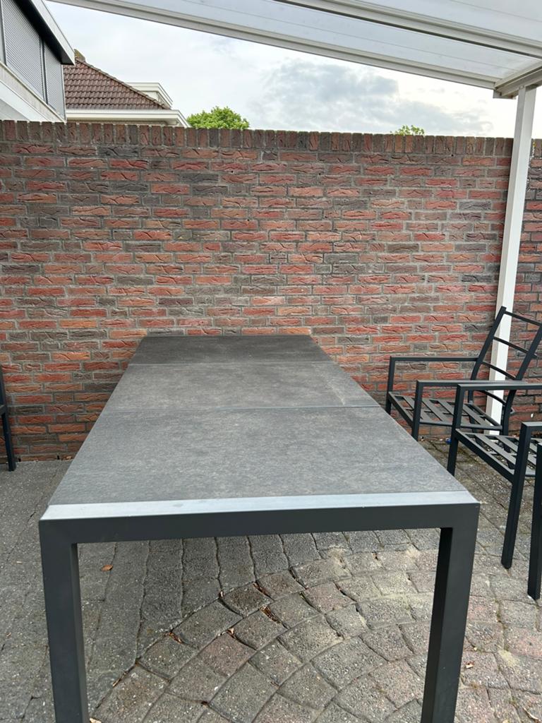 Tuintafel met stenenblad, Ophalen, Gebruikt, Rechthoekig, Aluminium