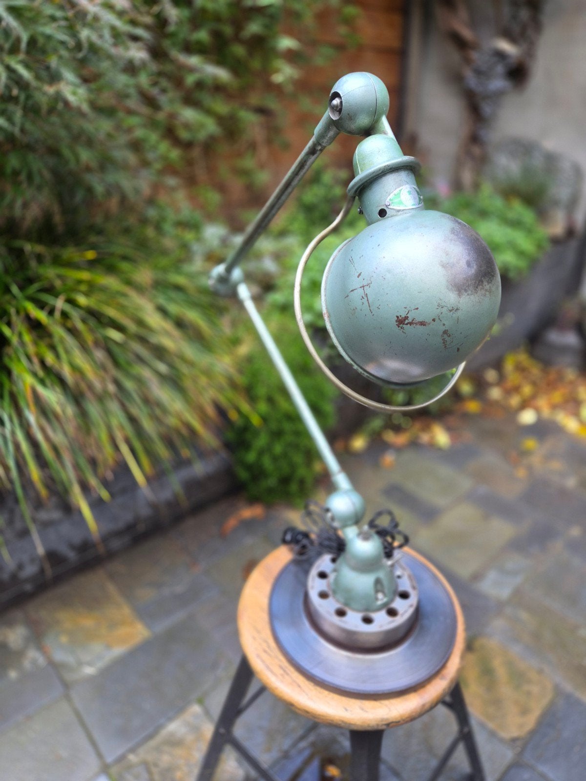 Oude industriële machinelamp Jielde., Met schakelaar, Overige merken, Groen, Metaal