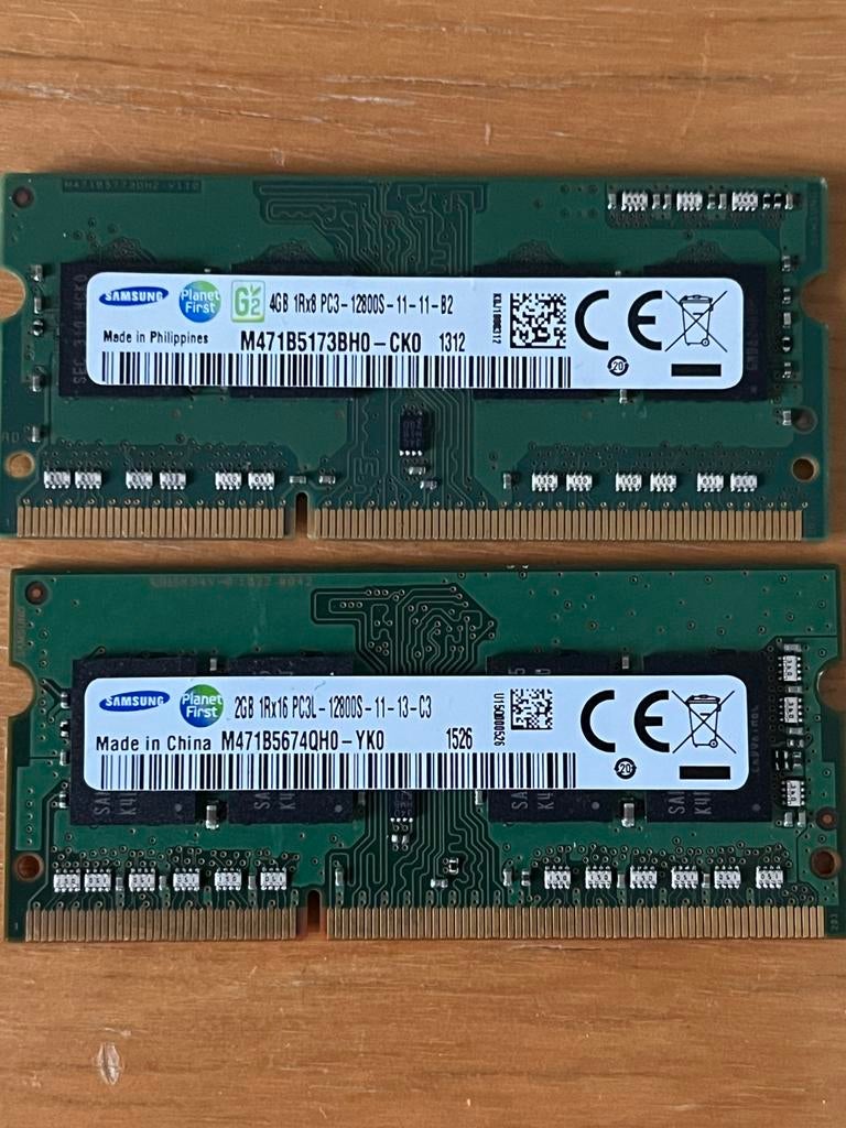 6GB (4GB + 2GB) DDR3 Laptop RAM Geheugen, Gebruikt, DDR3, Ophalen of Verzenden, Laptop