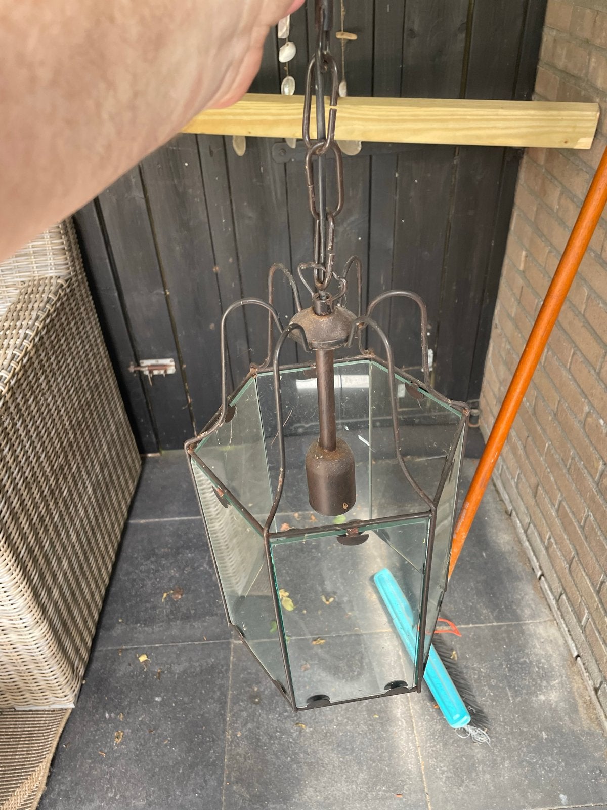 Vintage Hanglamp - Glazen Lantaarn Stijl, Antiek en Kunst, Ophalen