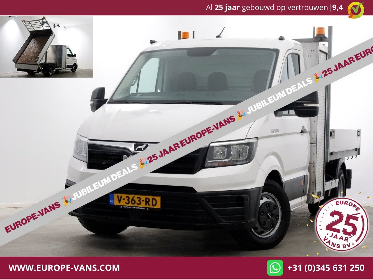 MAN TGE 5.180 2.0 177pk E6 L2H1 Kipper Dubbel Lucht Trekhaak, Auto's, Bestelauto's, Achterwielaandrijving, Gebruikt, Euro 6, 4 cilinders