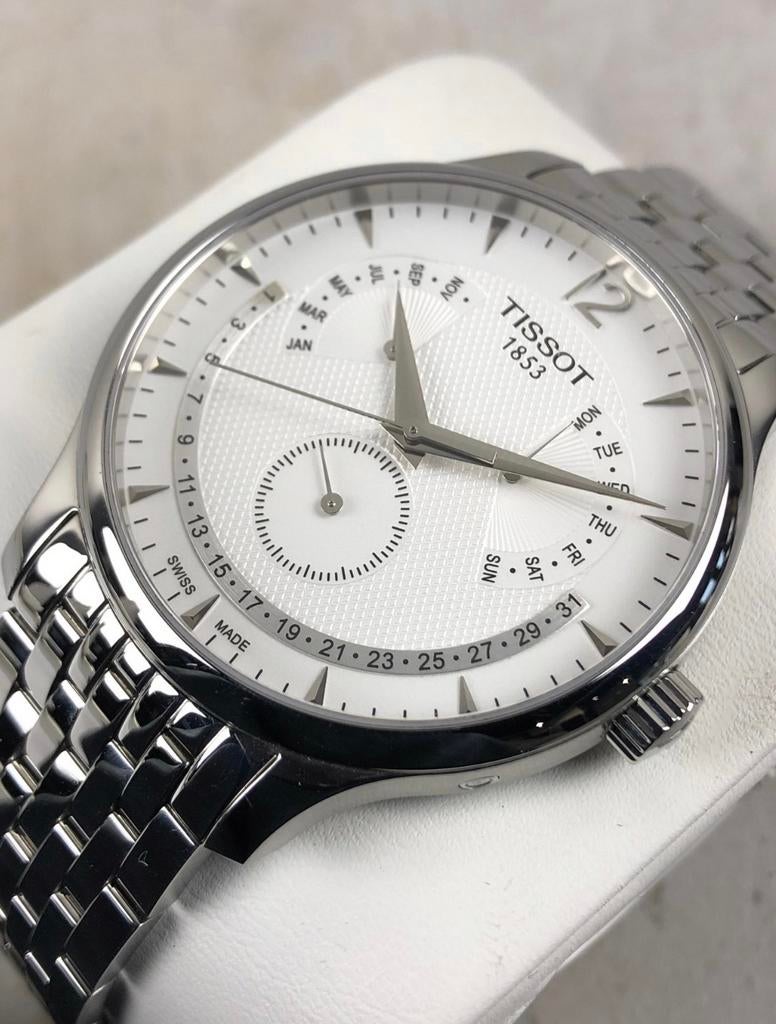 Nieuw ongedragen Tissot Tradition Perpetual Calendar horloge, Overige merken, Staal, Staal, Polshorloge