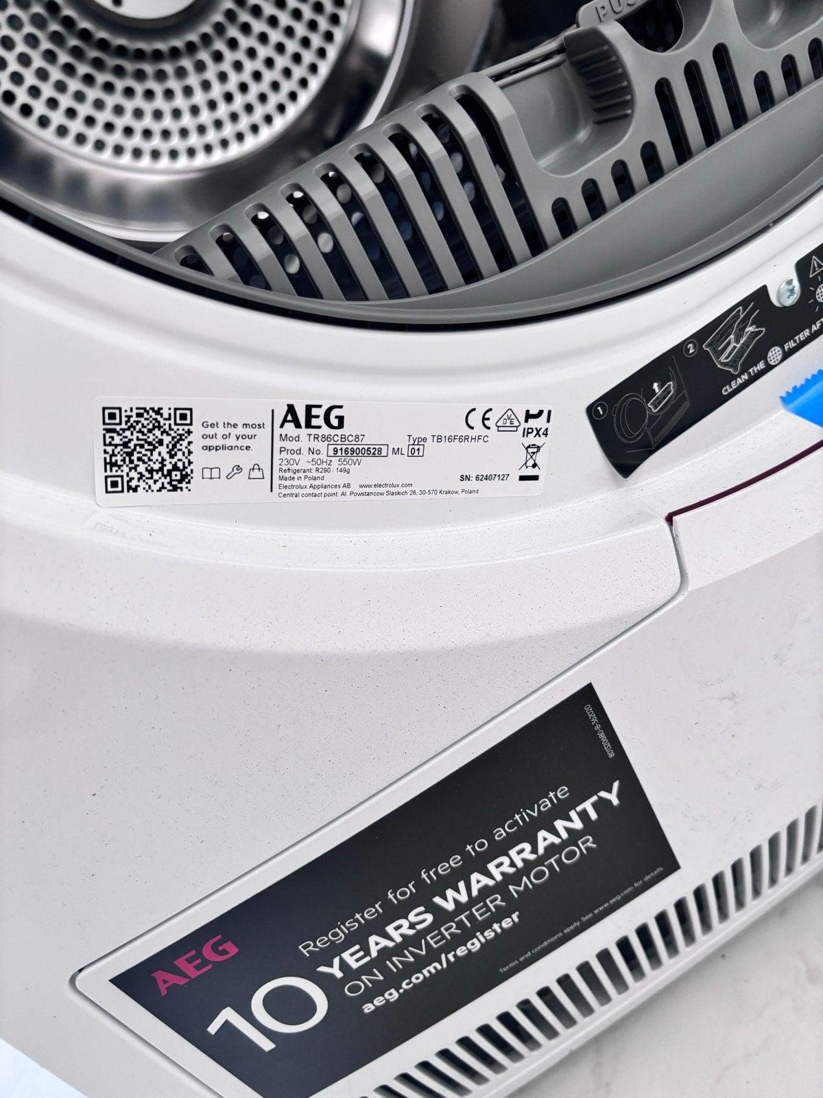 Foto 9 van Nieuwe AEG TR86CBC87 AbsoluteCare Warmtepompdroger 450 e !