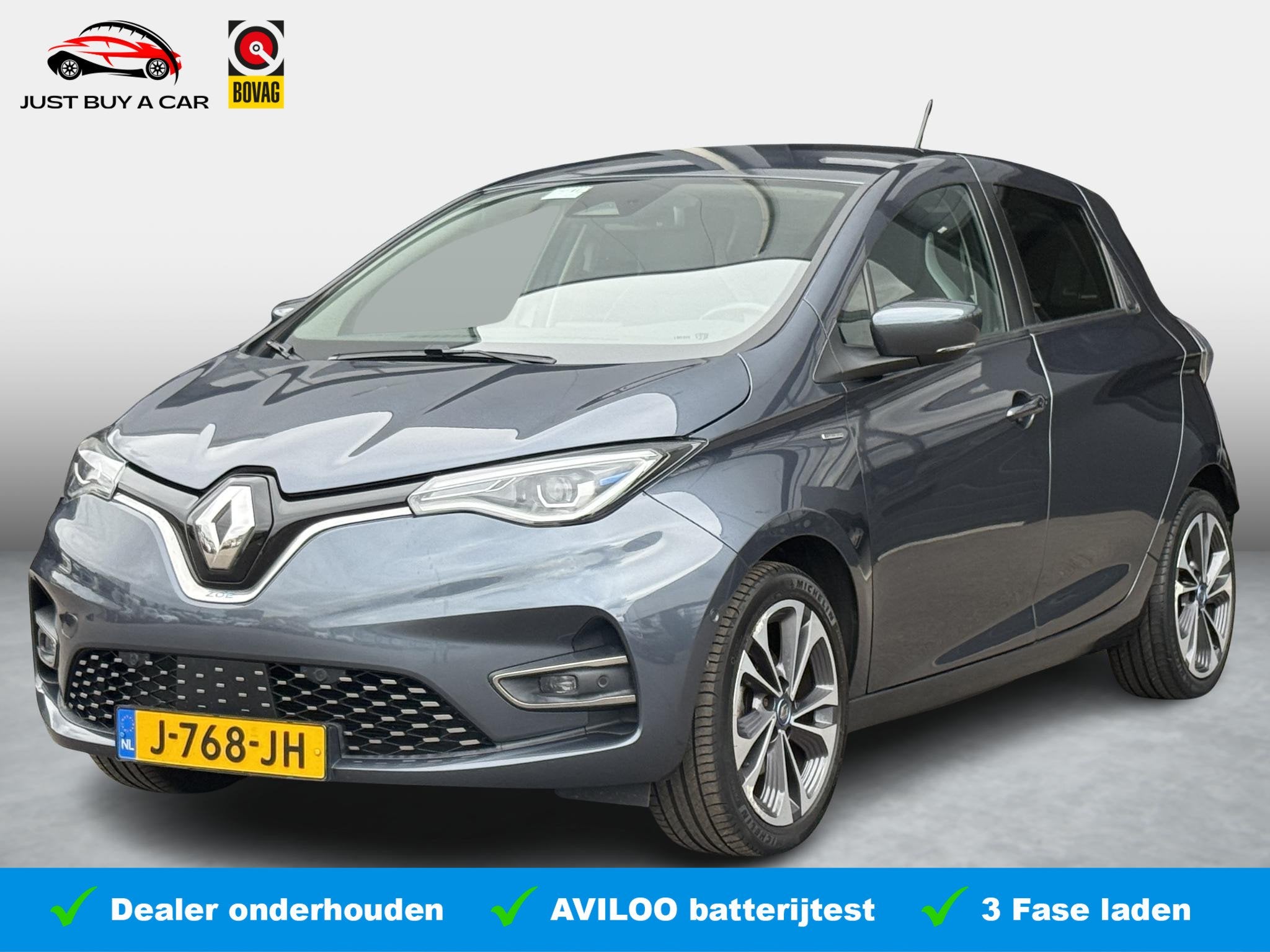 Renault ZOE R135 Edition One 52 kWh | SOH 87,7% | Incl. Accu, Auto's, Dealer onderhouden, 136 pk, Gebruikt, Zwart