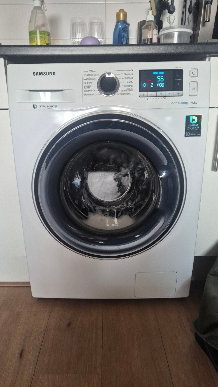 Samsung EcoBubble 7kg Wasmachine - Digital Inverter, Ophalen, Gebruikt, Voorlader, 85 tot 90 cm