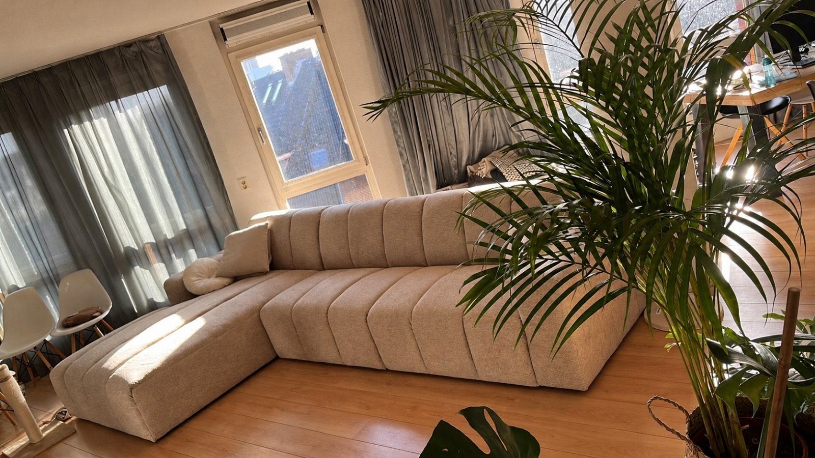 Goossens bank Lewis z.g.a.n., Huis en Inrichting, Banken | Bankstellen, Ophalen, 300 cm of meer, Zo goed als nieuw, Stof