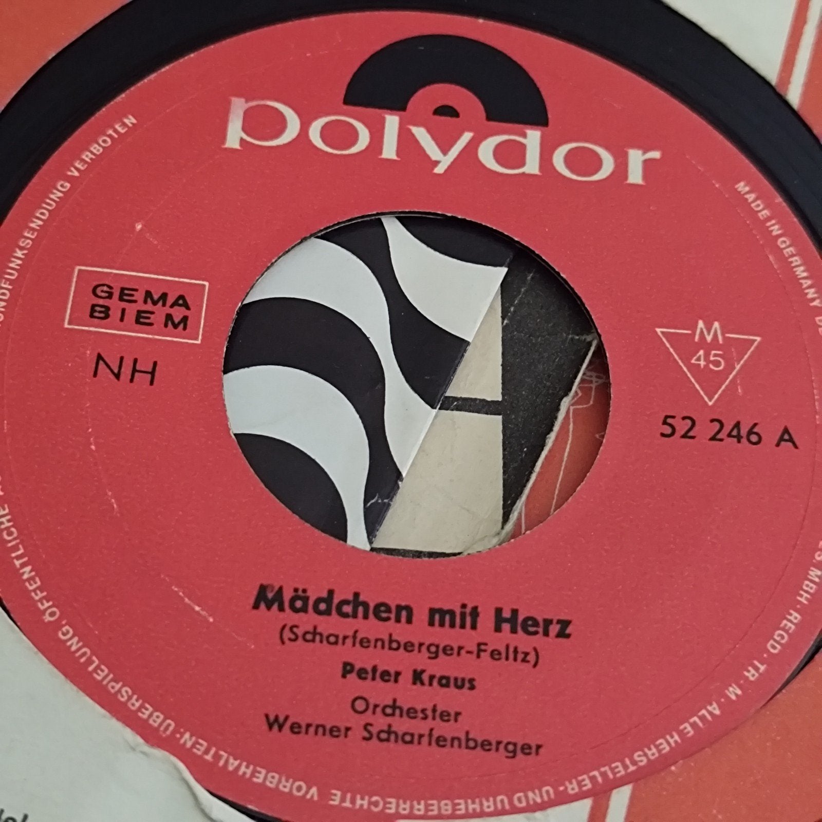 Peter Kraus - Mädchen mit Herz (Polydor 45 toeren single), Gebruikt, 7 inch, EP, Schlager