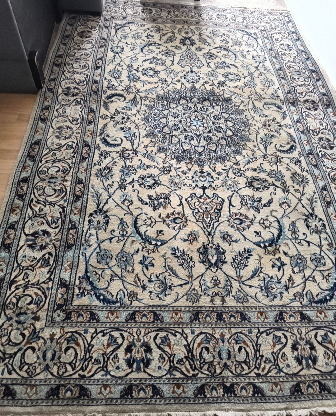 Vintage Perzisch Nain Tapijt-Handgeknoopt vloerkleed -3x2m-, Huis en Inrichting, Ophalen, Gebruikt, Nain, 200 cm of meer