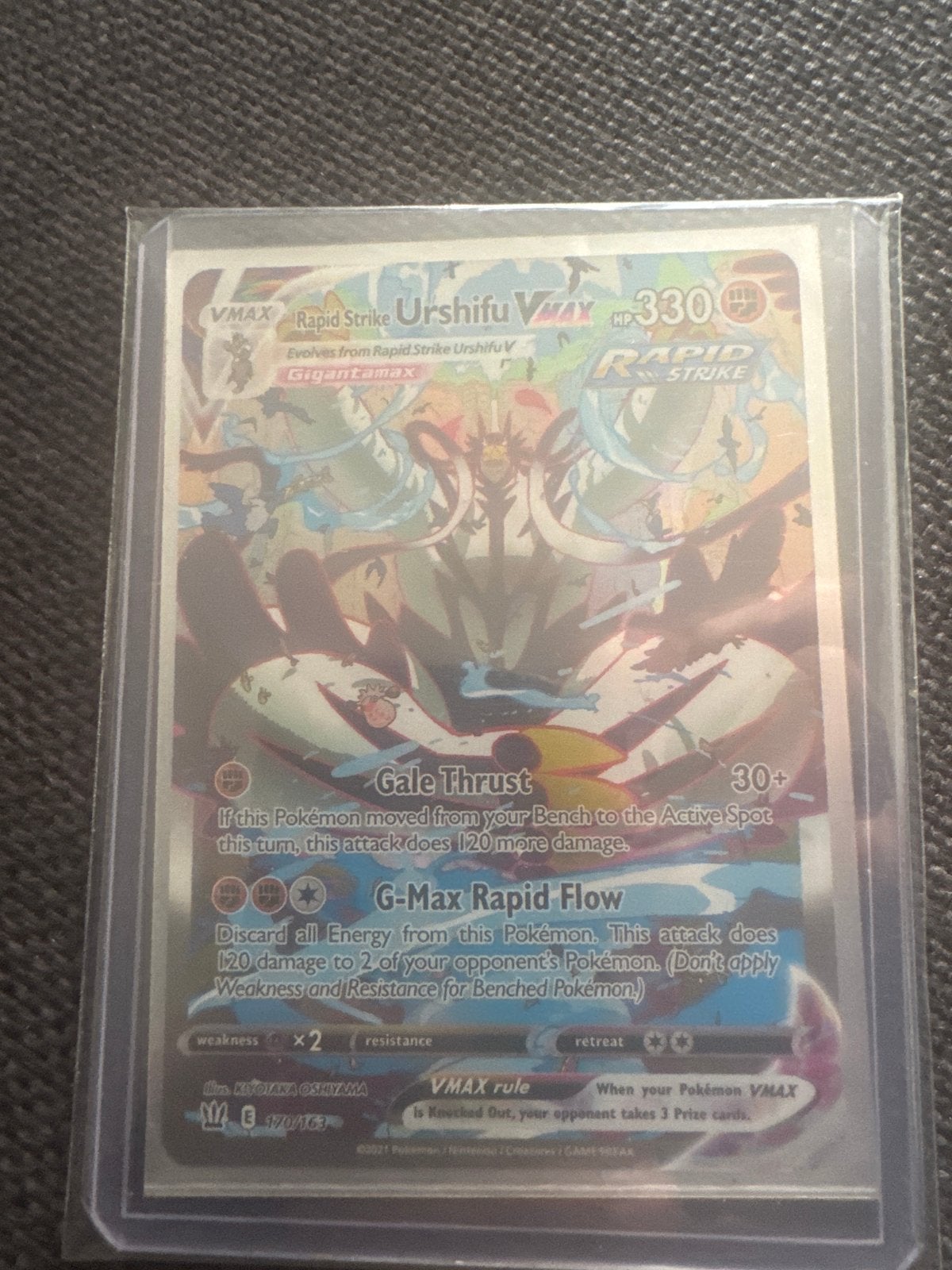 Urshifu VMAX Rapid Strike Pokémon Kaart 170/163, Ophalen, Zo goed als nieuw, Losse kaart, Foil