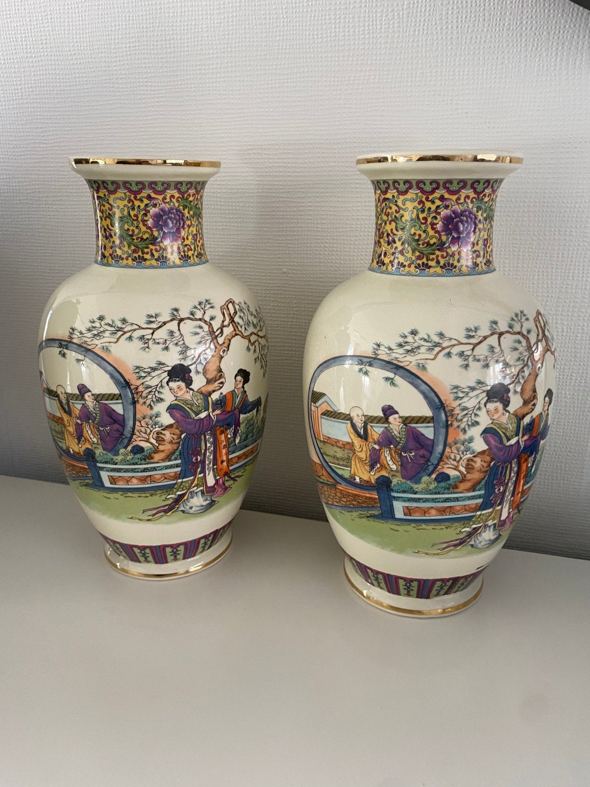 2 Chinese vazen met traditionele decoratie, Huis en Inrichting, Ophalen of Verzenden
