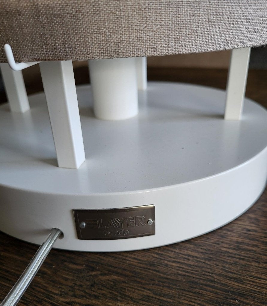 Layer by Adje Round lamp tafellamp wit / taupe in nieuwstaat, 50 cm, Overige typen, Overige merken, Wit