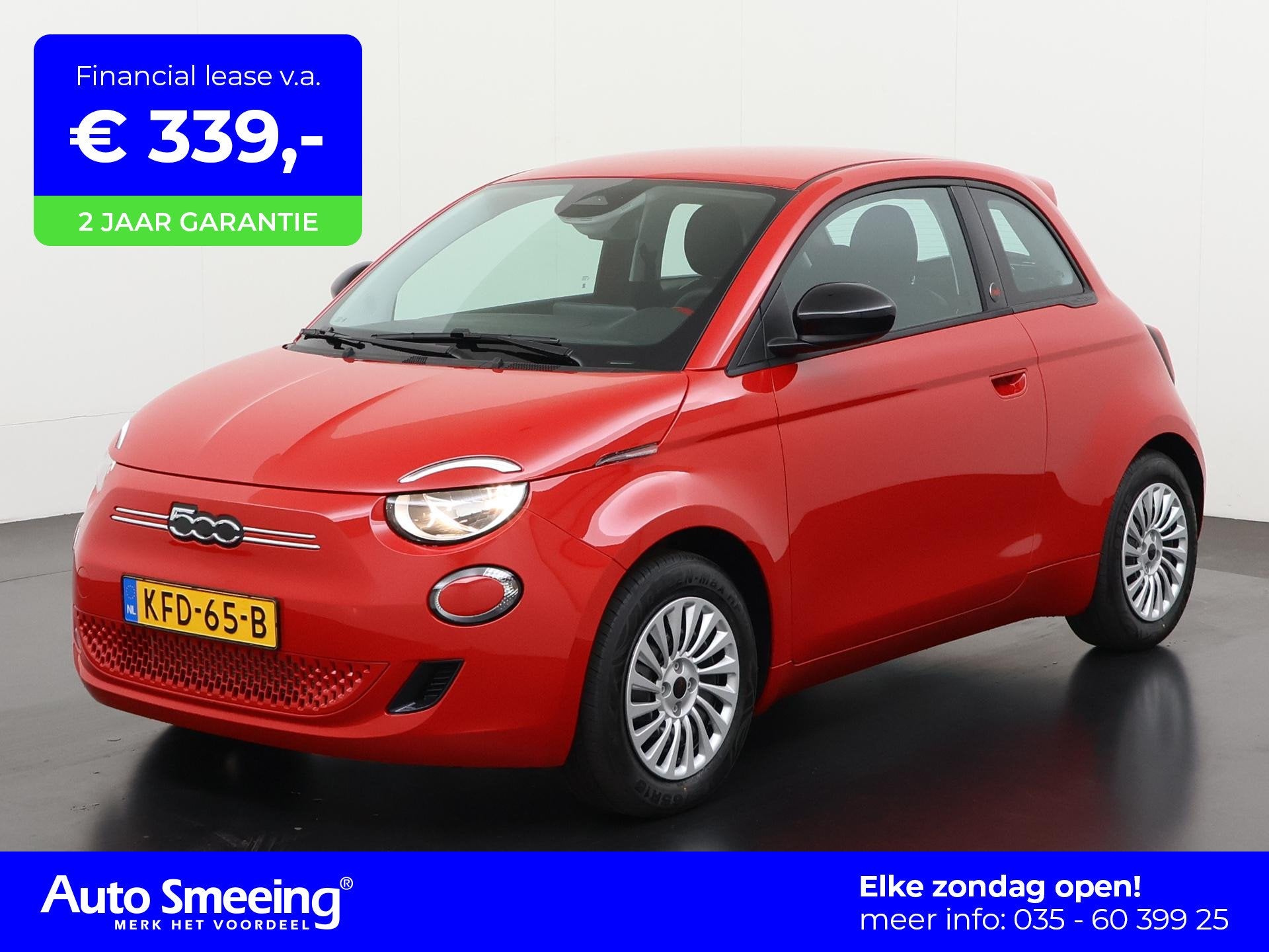 Fiat 500e RED 42 kWh | Camera | Digital Cockpit | Navigatie, Auto's, Fiat, 12 maanden, Stof, 118 pk, 4 stoelen
