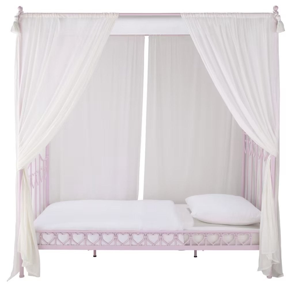 Kinderbed | hemelbed, Ophalen, 85 tot 100 cm, Zo goed als nieuw, Lattenbodem