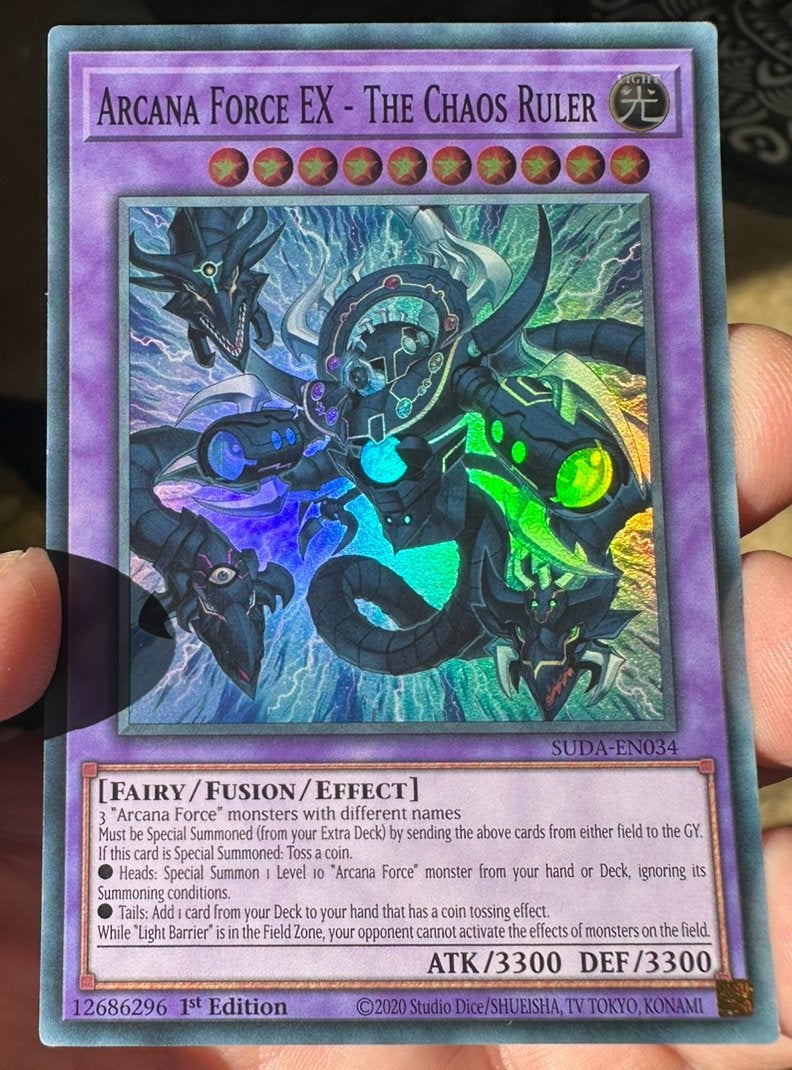 Yu-Gi-Oh! Arcana Force EX - the Chaos Ruler SUDA 1st !, Ophalen of Verzenden, Zo goed als nieuw, Losse kaart, Foil