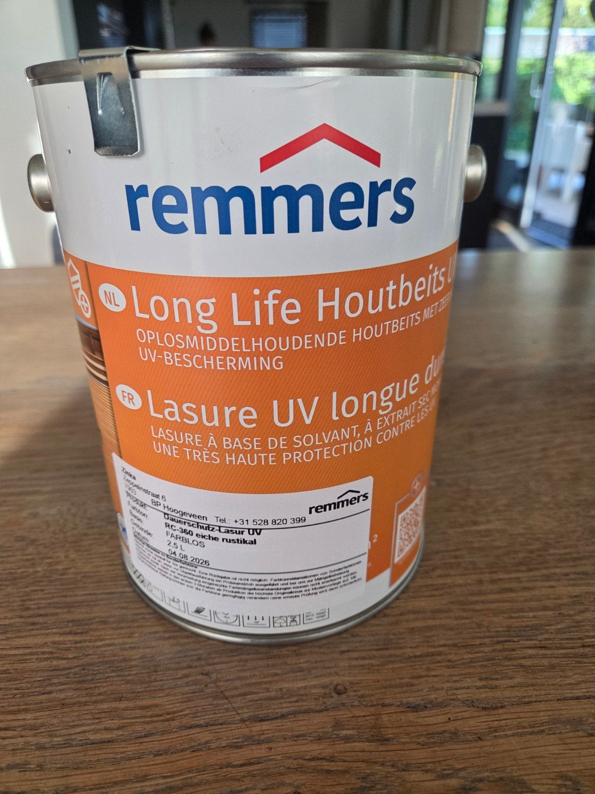 Remmers Long Life houtbeits. uv bestendig, rustiek eiken., Doe-het-zelf en Verbouw, Verf, Beits en Lak, Wit, Nieuw, Beits, Ophalen of Verzenden