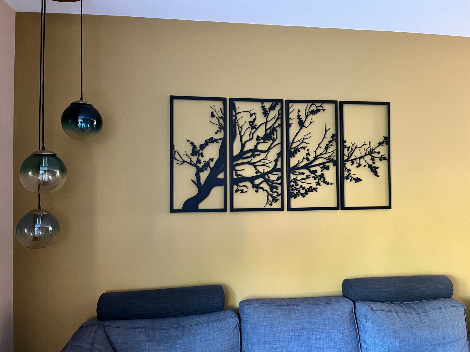 Metalen Wanddecoratie - 4 Panelen, Ophalen, Metaal, Zo goed als nieuw, Wandbord of Wandpaneel