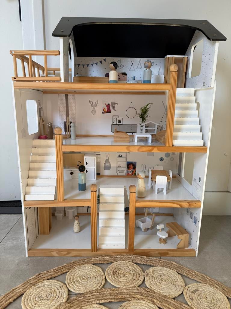 Petite Amelie XL Houten Poppenhuis met Meubels en Poppen, Kinderen en Baby's, Speelgoed | Poppenhuizen, Ophalen, Gebruikt, Poppenhuis