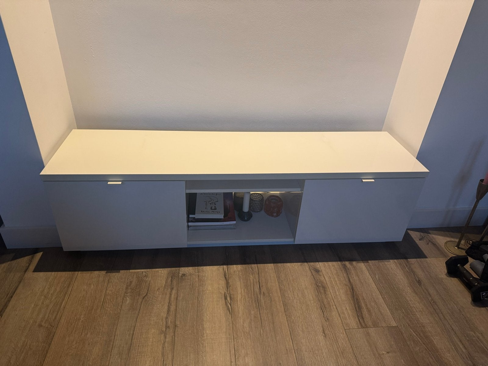 IKEA TV-meubel wit 160x42x45 cm, Ophalen, 150 tot 200 cm, Zo goed als nieuw, Minder dan 100 cm