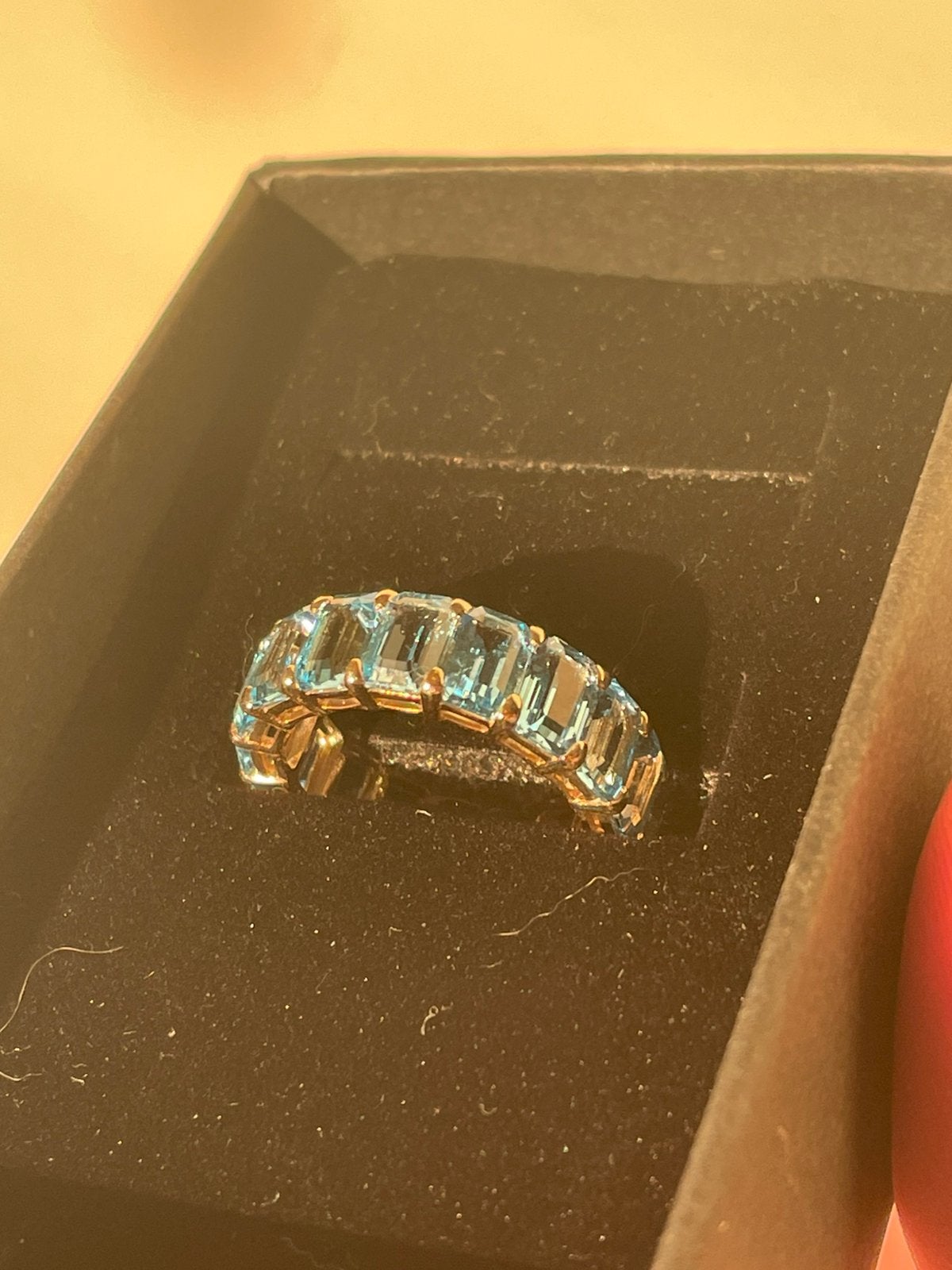 Eternity ring 14K goud – 17 blauwe topazen, Nieuw, Ophalen of Verzenden, 17 tot 18, Dame