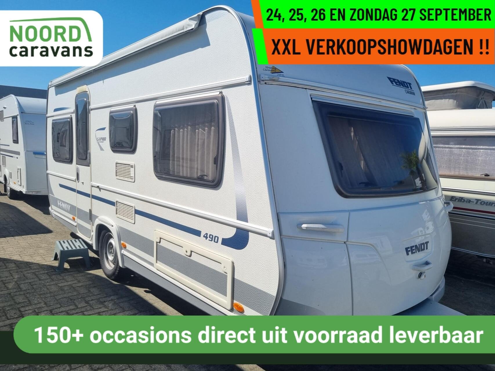 Fendt saphir - XXL VERKOOPSHOW 24,25,26 & 27 SEPT. 10-17 UUR, Caravans en Kamperen, Rondzit, Bedrijf, Hordeur, Tot en met 4