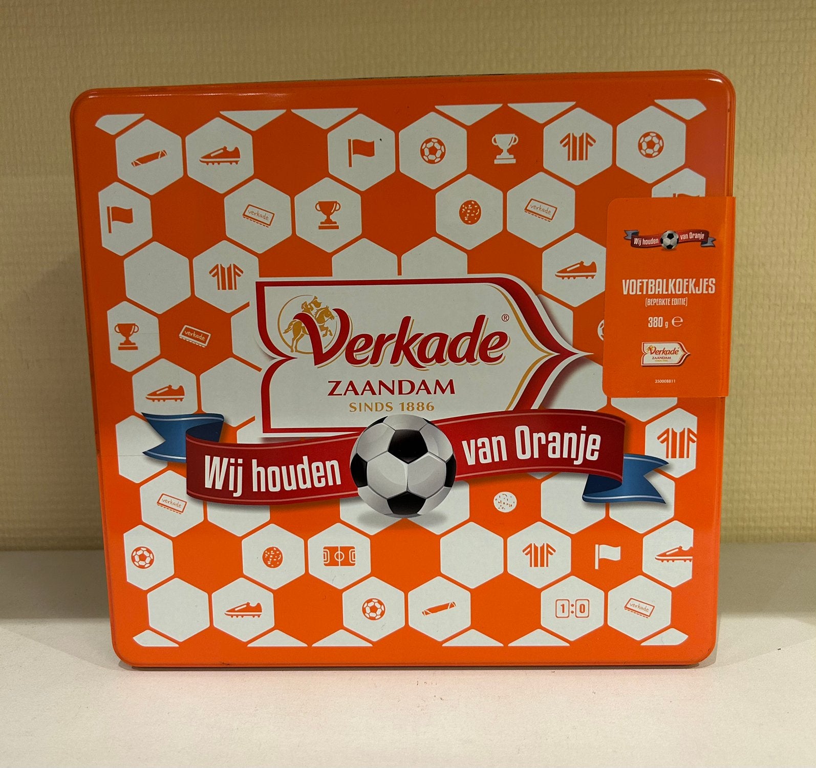 Verkade WK koekblik 2014 gevuld, Verzamelen, Blikken, Ophalen of Verzenden, Zo goed als nieuw, Koek(jes), Verkade