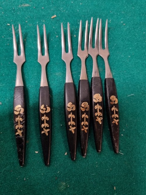 cocktailprikkers vintage met bloem zwart, Ophalen of Verzenden, 'T Olde Gre-j, Info@toldegrej.nl, Endepoelstraat 20f Didam