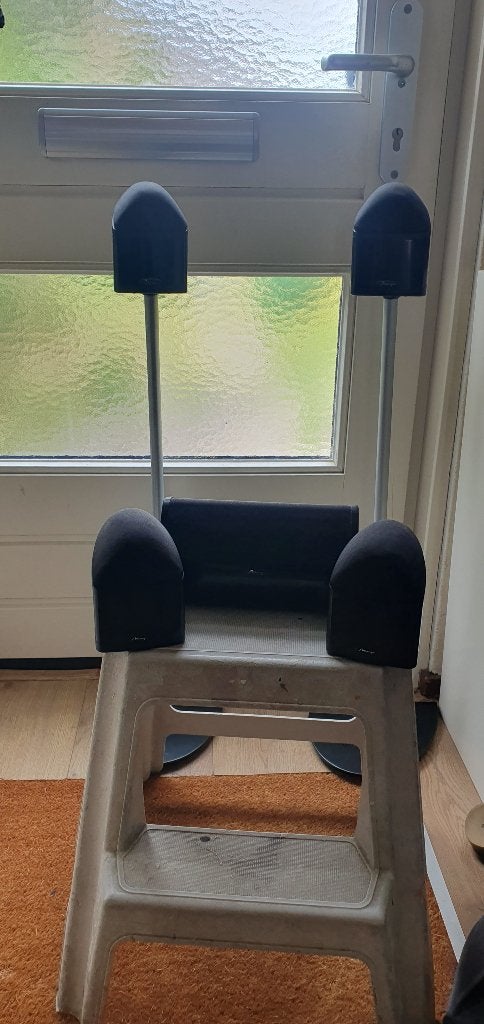 Mirage Nanosat omnidirectional satelliet speakers, Audio, Tv en Foto, 70 watt of meer, Zo goed als nieuw, 5.1-systeem, Overige spelers