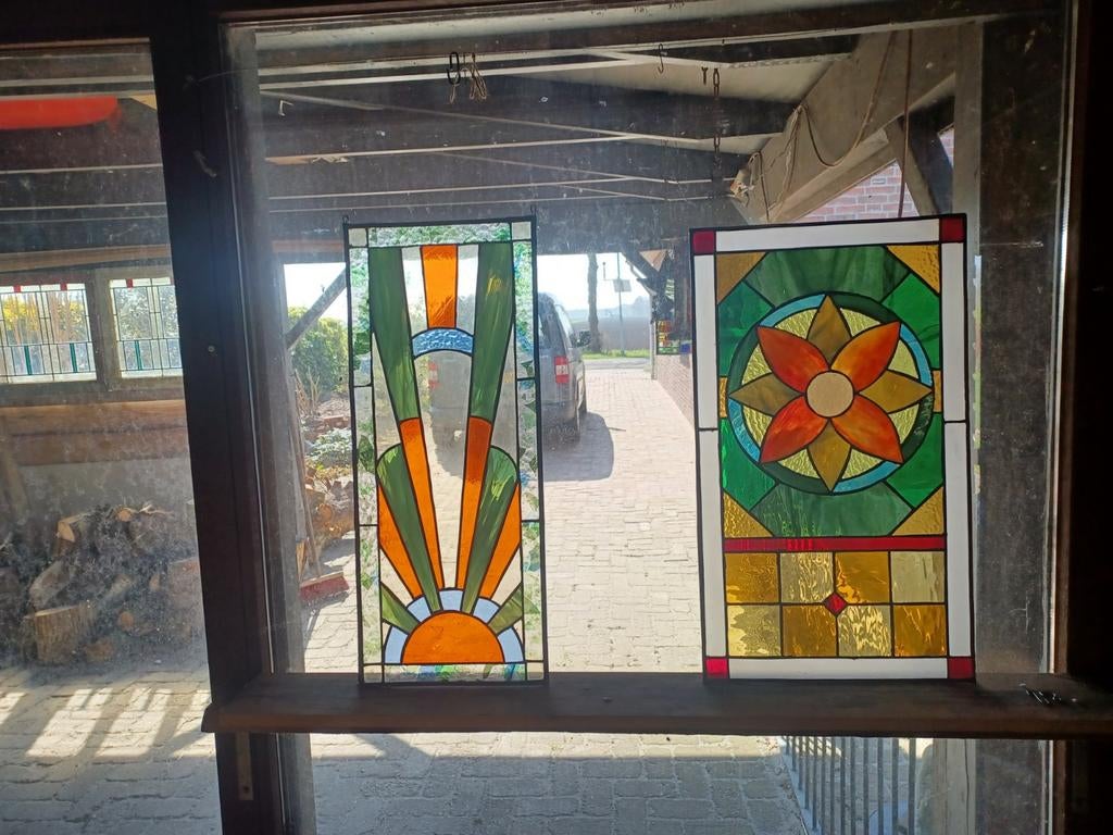 Glas in lood Tiffany raamhanger - Art Deco stijl, Antiek en Kunst, Ophalen