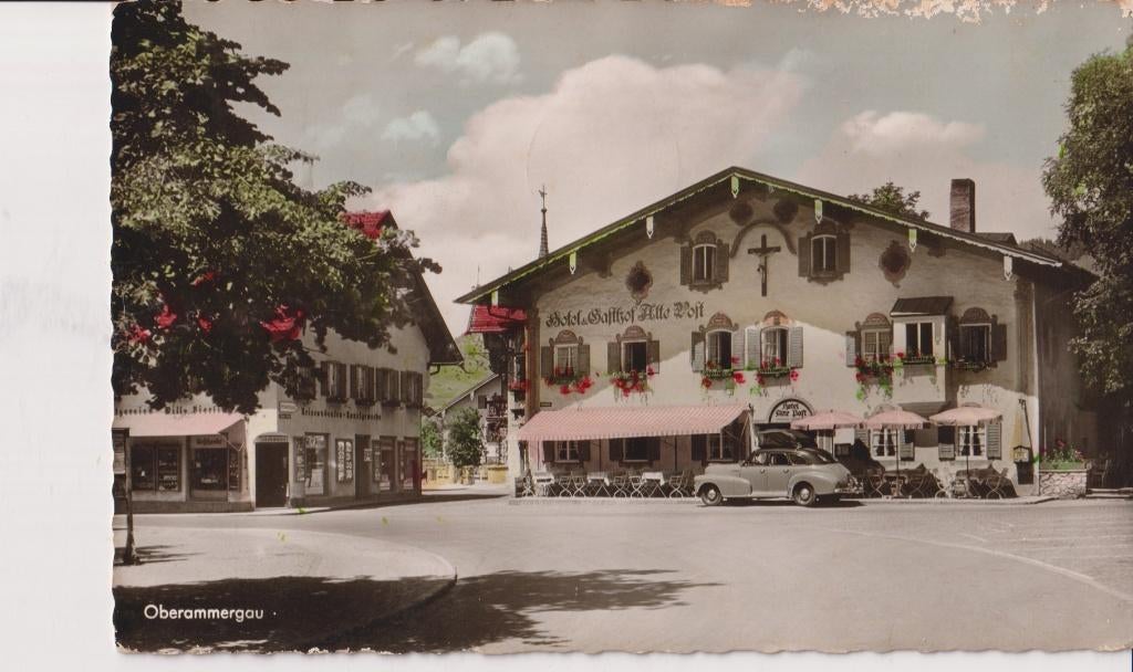 Duitsland, Oberammergau met auto, Chevrolet Fleetmaster, Ophalen of Verzenden, 1940 tot 1960, Gelopen, Duitsland