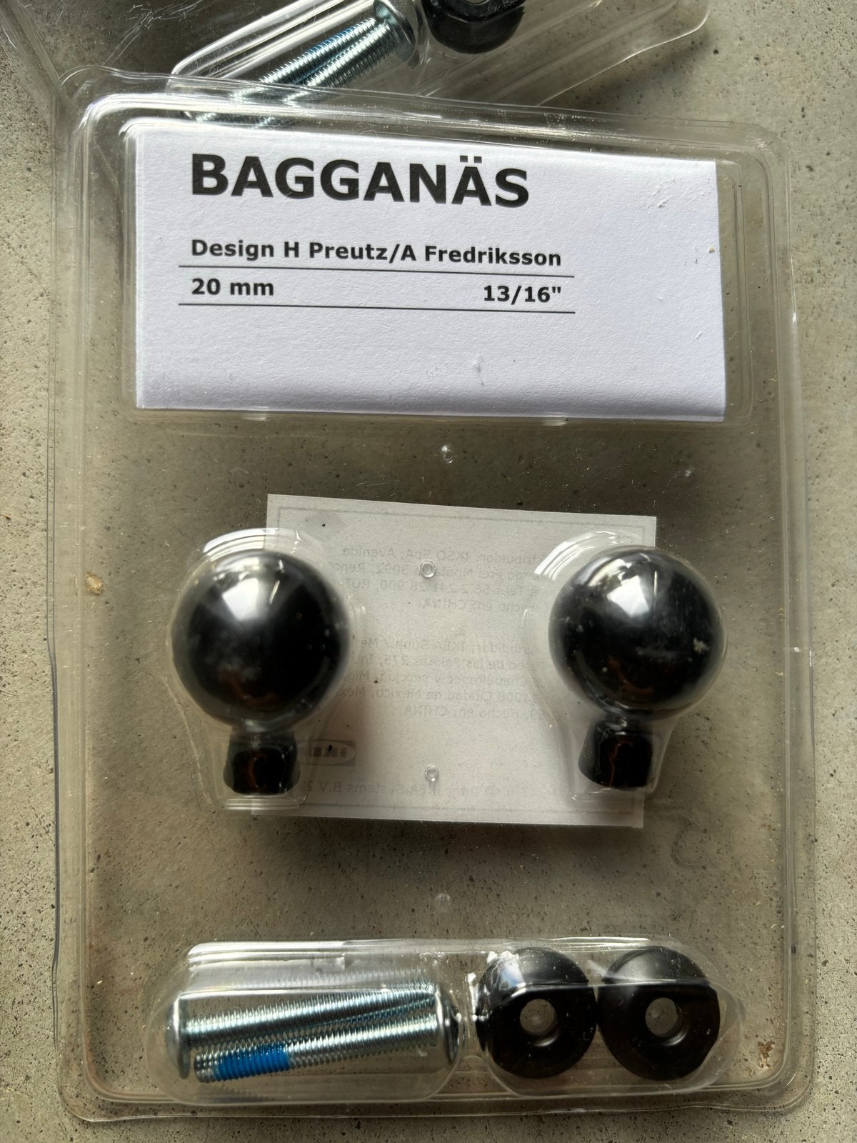 IKEA BAGGANÄS Knoppen 20 mm - Zwart (Nieuw), Ophalen of Verzenden, Nieuw