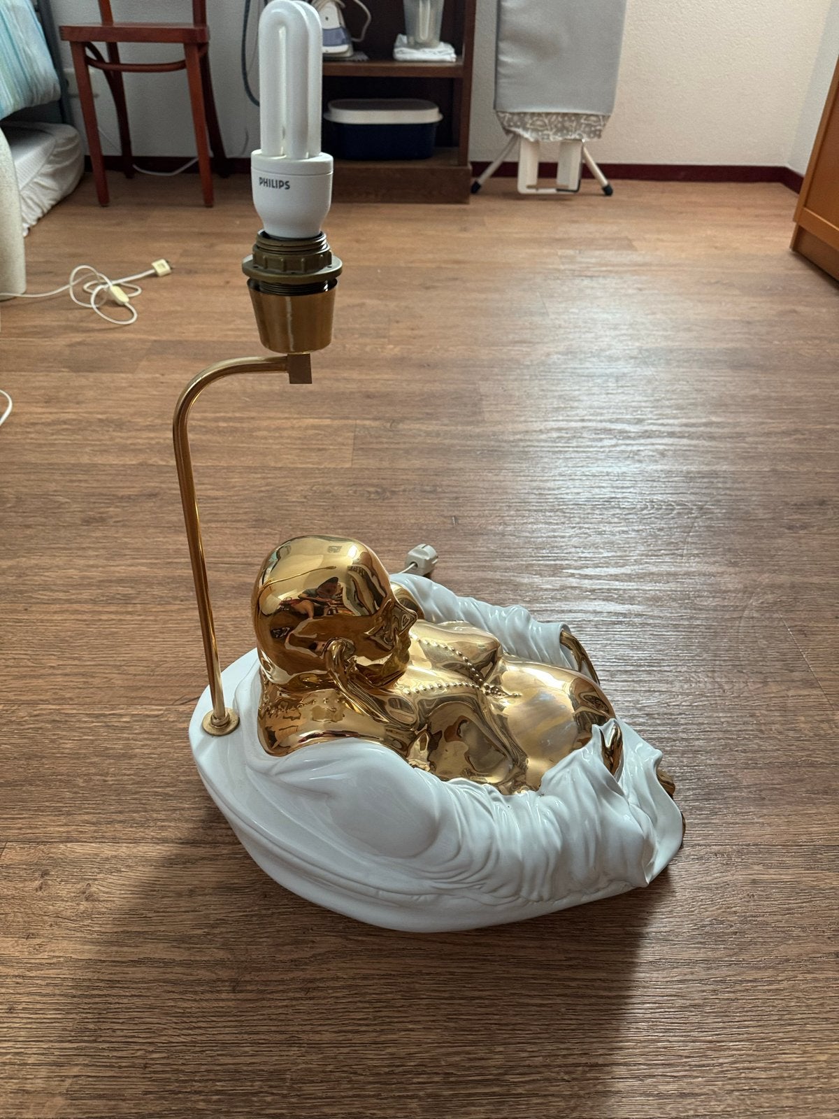 Boeddha lamp met goudlaagje - Brengt geluk!, Met schakelaar, Gebruikt, Goud, Steen/keramiek