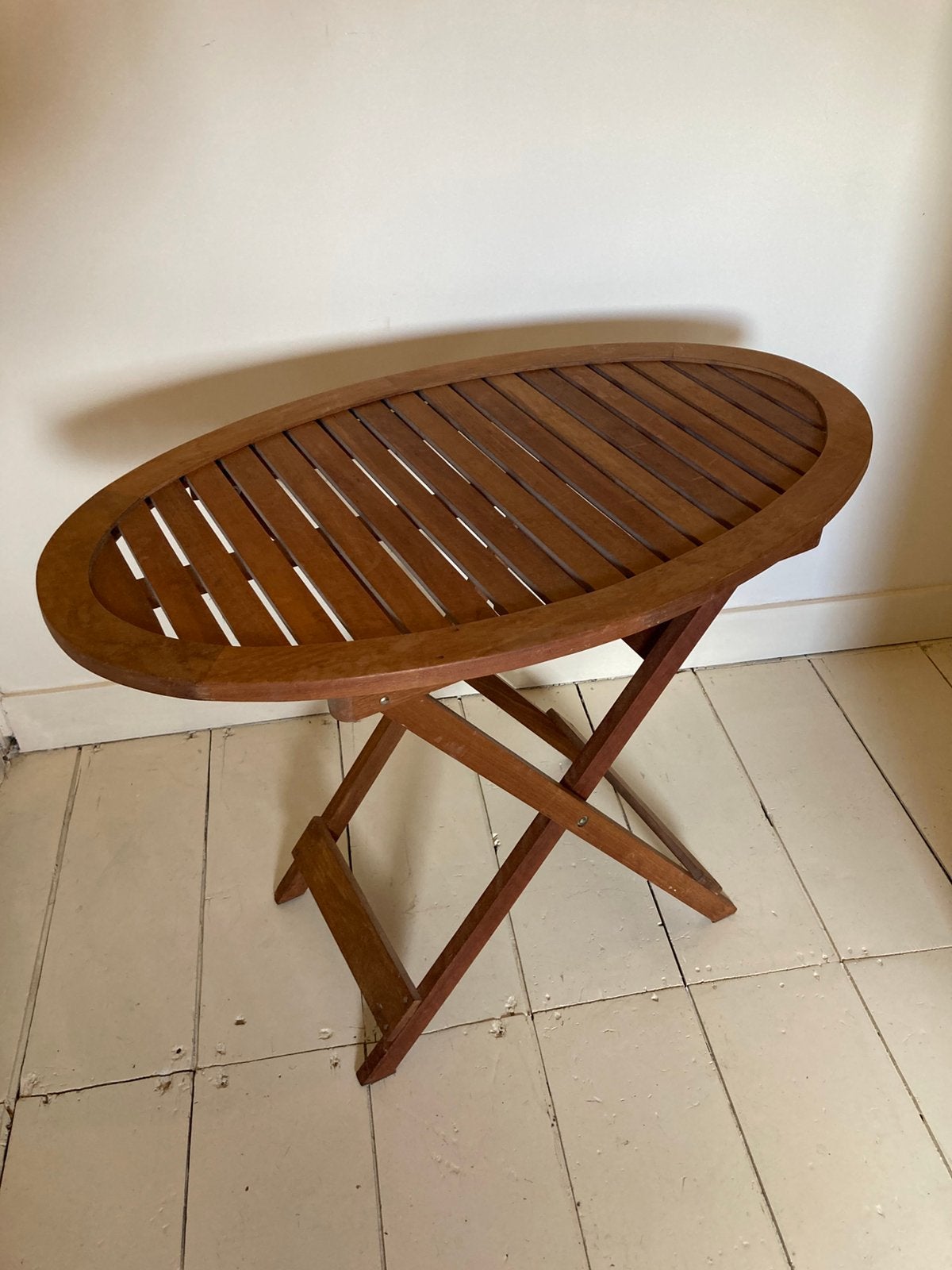 Teak houten tuin tafeltje, Tuin en Terras, Ophalen, Zo goed als nieuw, Ovaal, Teakhout