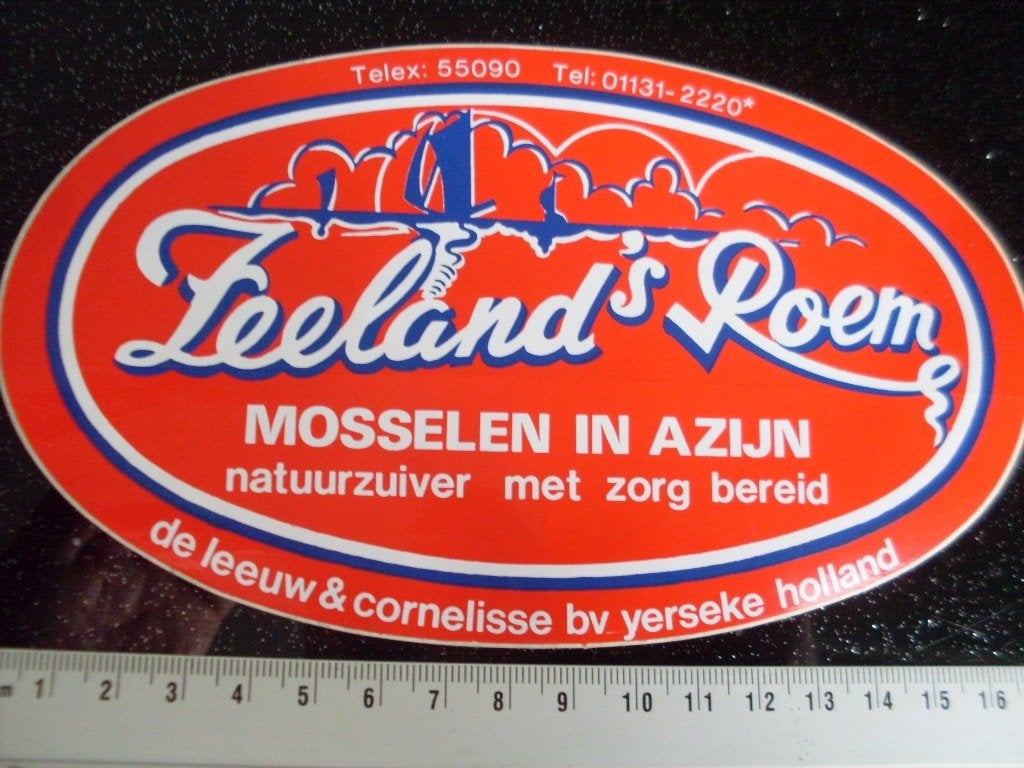 sticker Zeeland's Roem mosselen in azijn logo, Verzenden, Zo goed als nieuw, Bedrijf of Vereniging