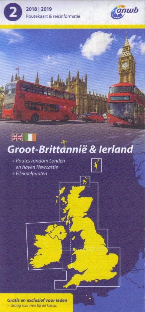 ANWB RouteKaart Engeland + Ierland (Brittannie) Wegenkaart, ANWB, Verenigd Koninkrijk, Verzenden, 2000 tot heden