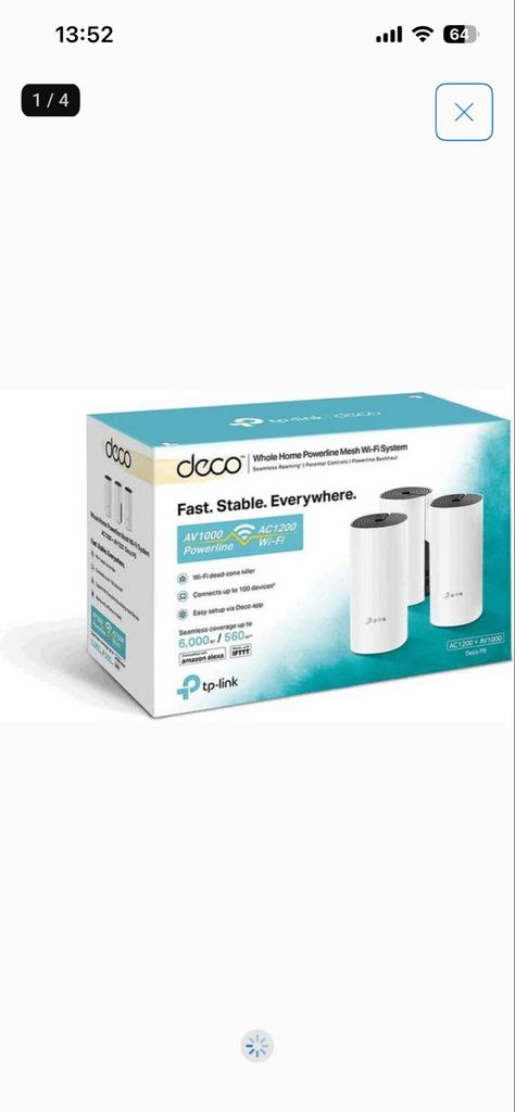 TP-Link Deco P9 AC1200 Powerline Mesh Wi-Fi Systeem, Ophalen of Verzenden, Zo goed als nieuw, Router