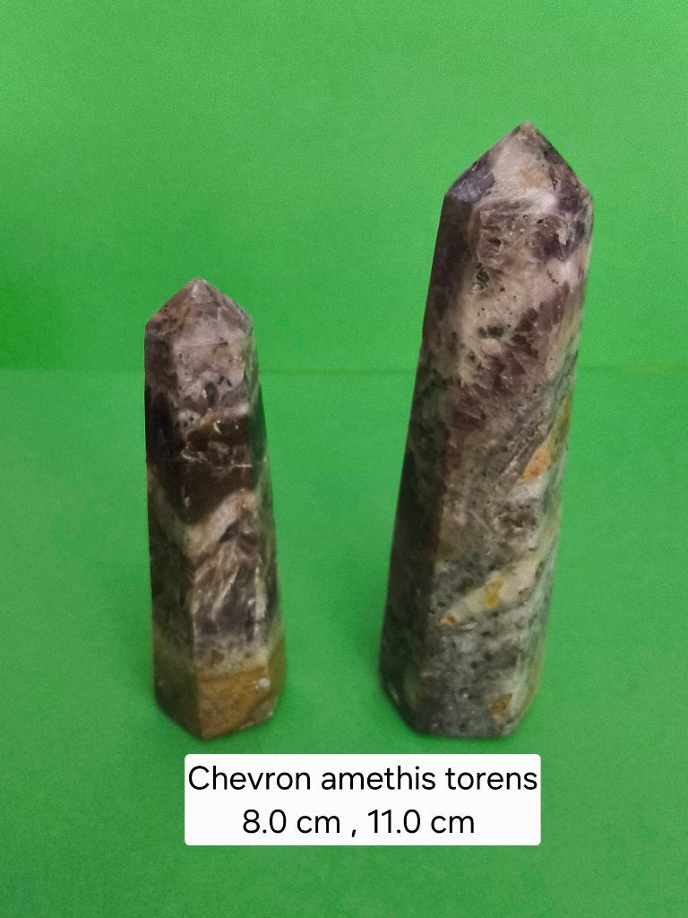 Chevron amethist torens, Ophalen of Verzenden, Mineraal