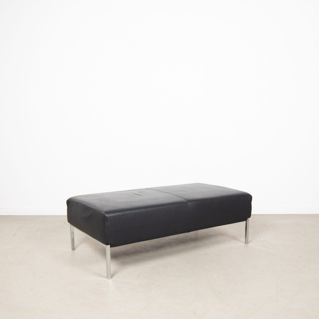 Moroso Ottoman Zwart Leer – Chroom, Niet ingevuld, Zo goed als nieuw, Niet ingevuld, Niet ingevuld