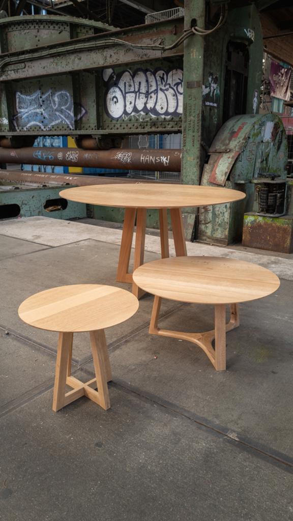 Ronde eettafel - Design tafel set, Huis en Inrichting, Tafels | Eettafels, Ophalen, Zo goed als nieuw, Vijf personen of meer, Modern