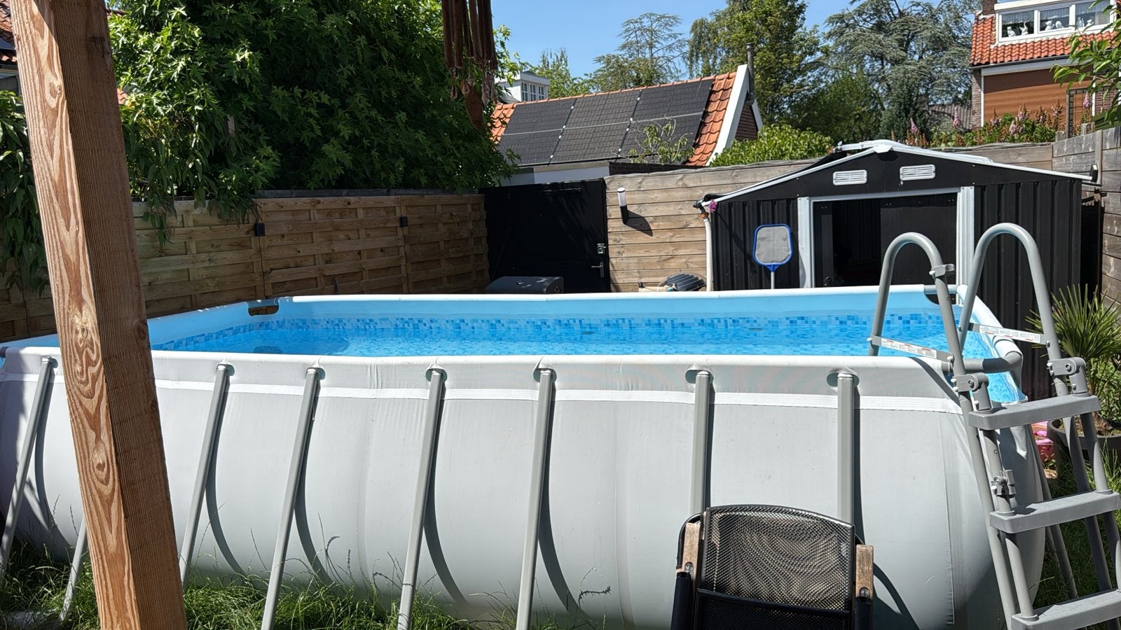 Bestway opbouwzwembad met trap, Tuin en Terras, Ophalen, 200 tot 300 cm, 80 tot 120 cm, Zo goed als nieuw