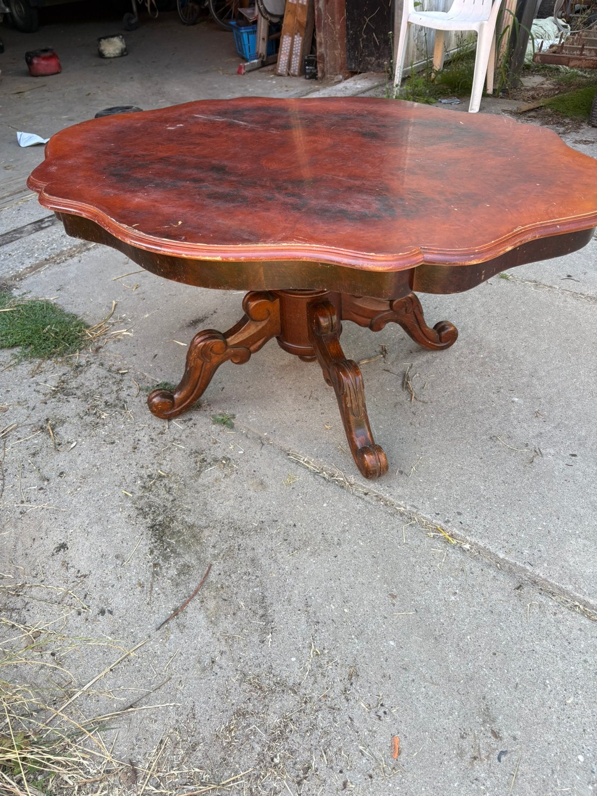 Salontafel wortelnoten hout massief, Ophalen