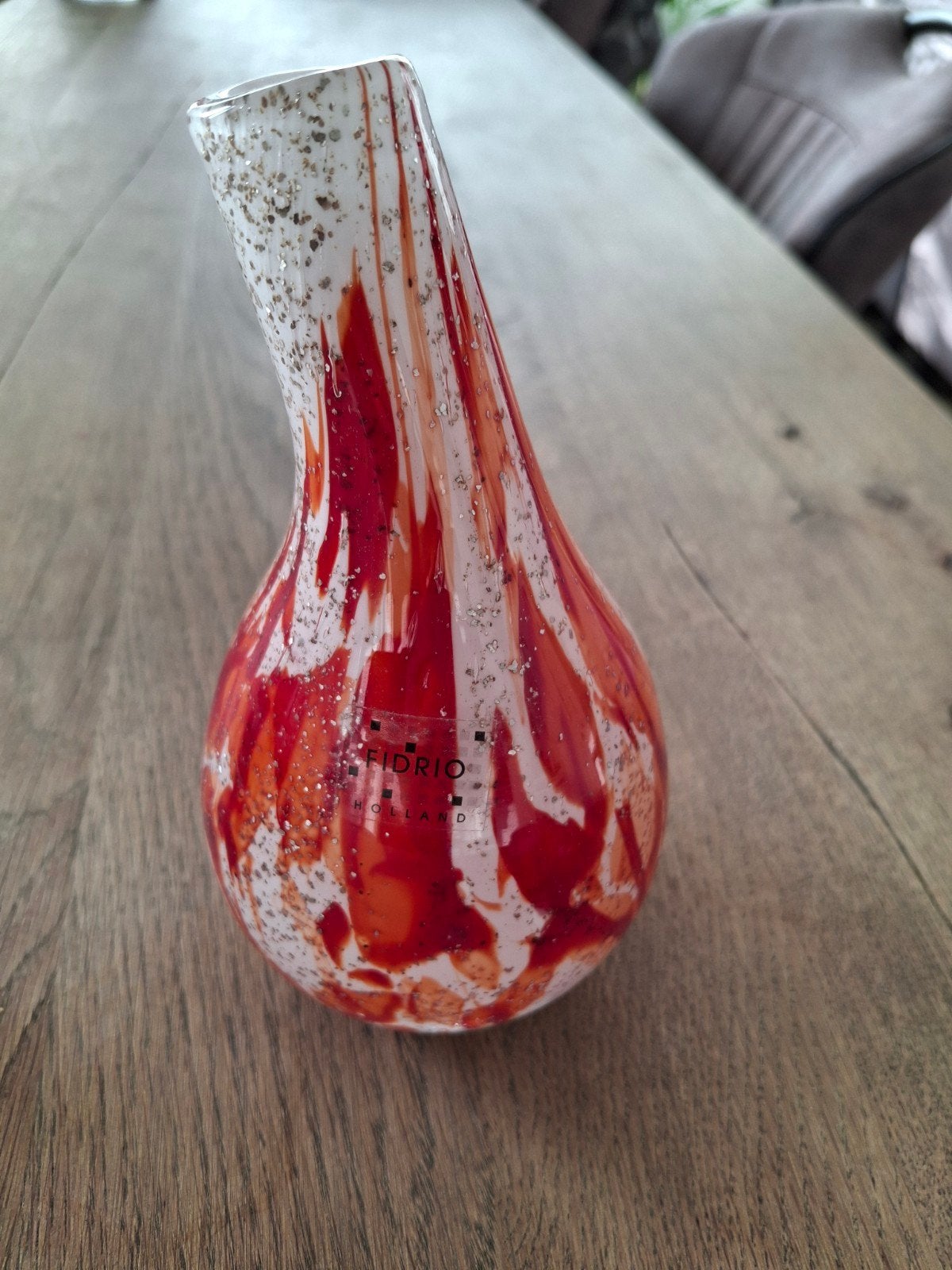 Fidrio glazen rode vaas met spikkels, Ophalen of Verzenden