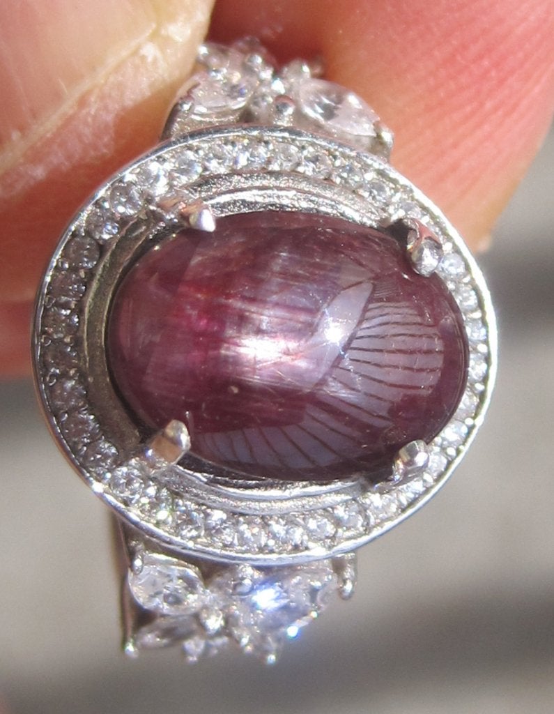 Robijn 7,5karaat %100natuurlijk mooie design zilver ring M18, Ophalen, Zo goed als nieuw, 17 tot 18, Met edelsteen