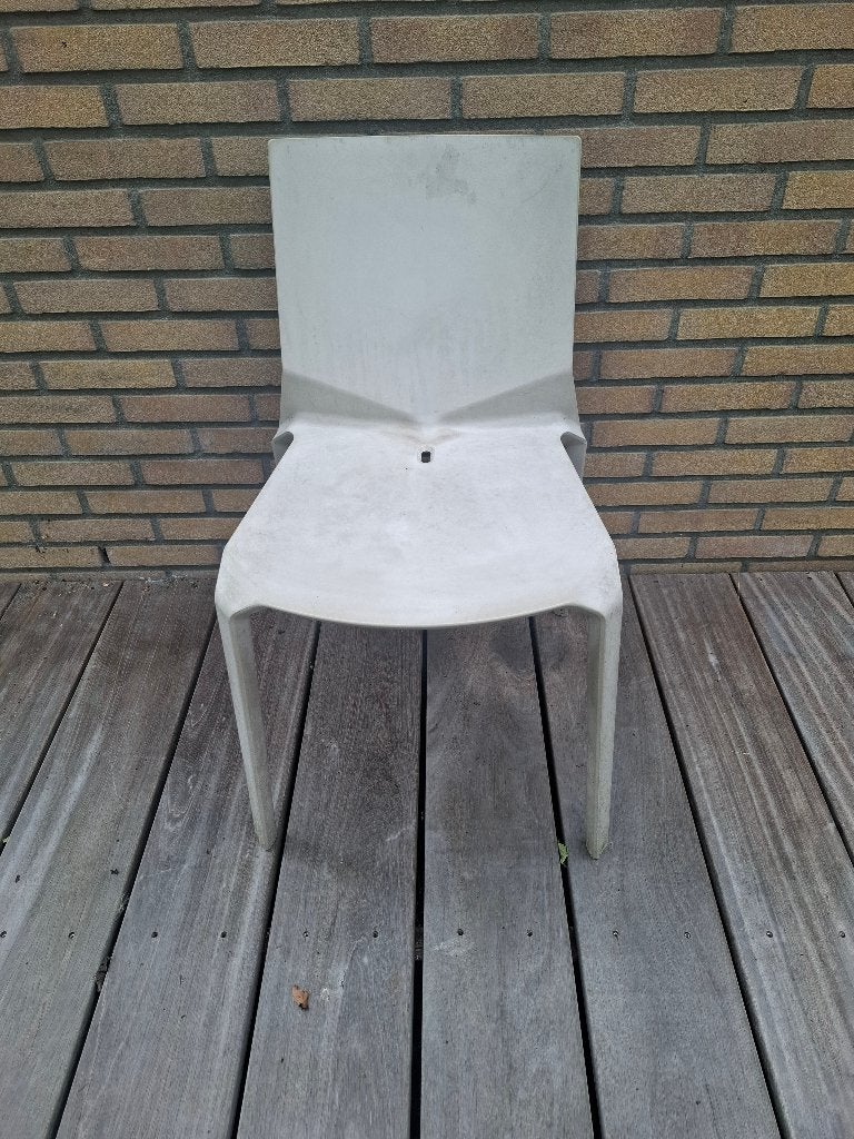 4 kunststof design buiten eettafelstoelen (stapelbaar), Tuin en Terras, Ophalen, Gebruikt, Kunststof, Stapelbaar