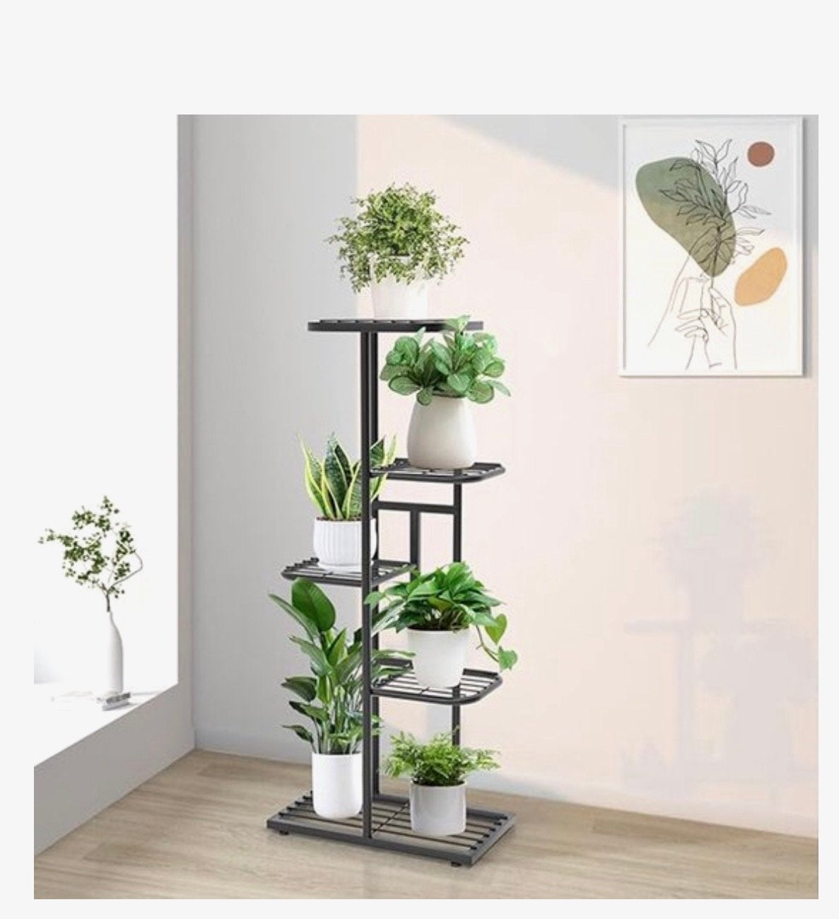 Metalen Plantenrek met Meerdere Niveaus - Zwart, Tuin en Terras, 7021br, Minder dan 60 cm, Nieuw, Home
