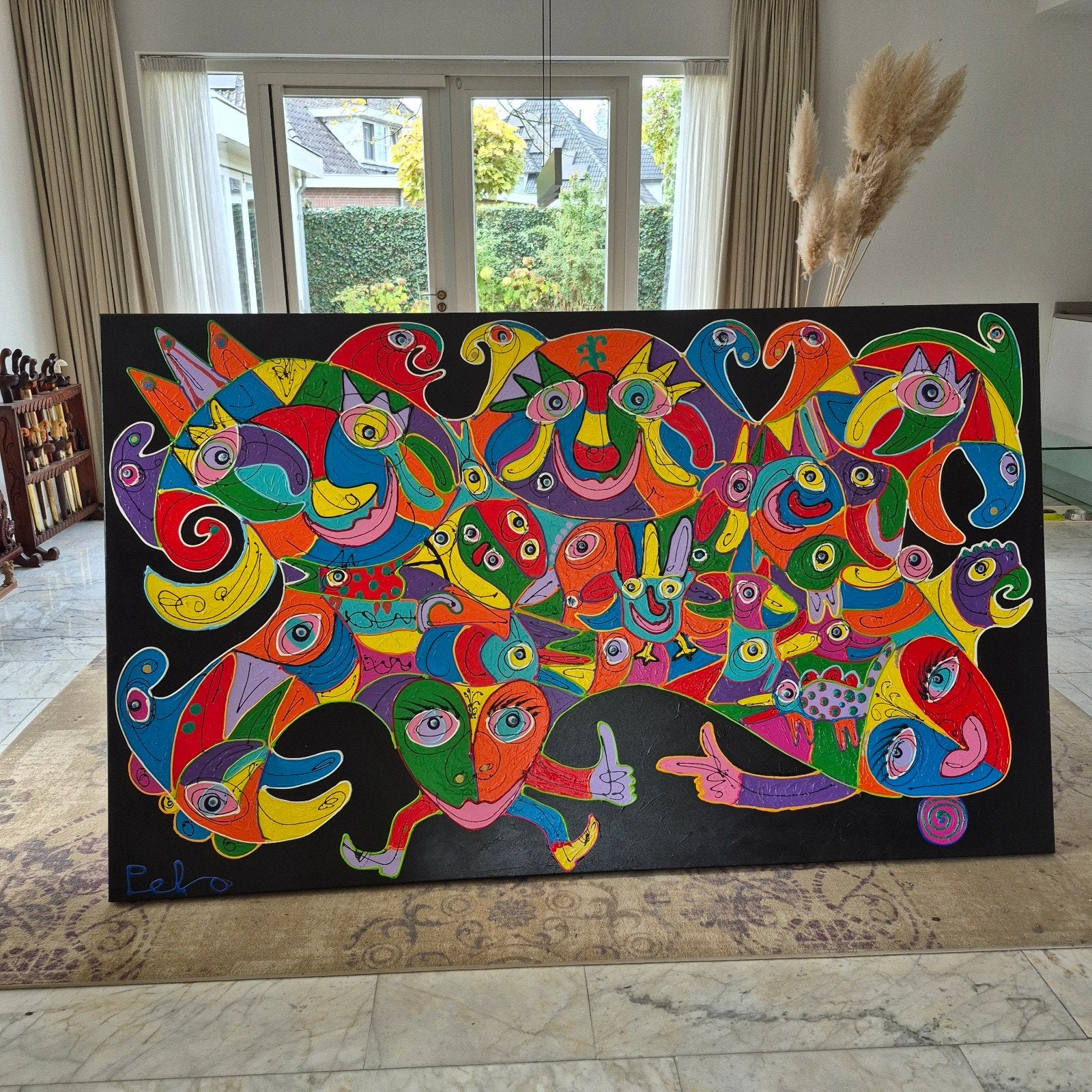 Groot kleurrijk Peko schilderij 200x120 cm, Ophalen