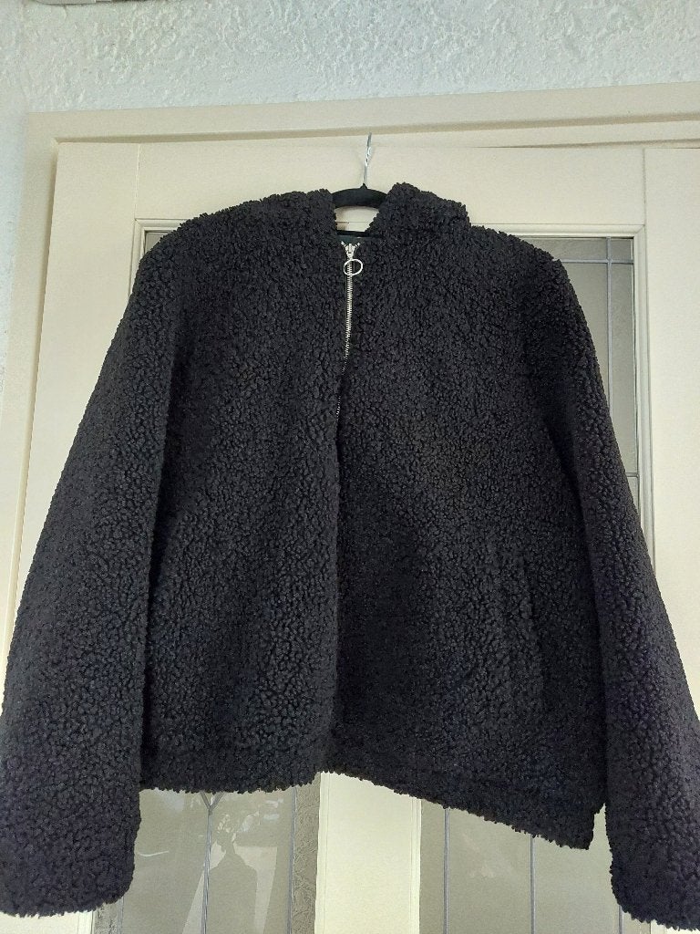 Zgan kort zwart teddy jack, MS mode, maat 48, Zwart, Ophalen of Verzenden, MS Mode, Jas of Mantel