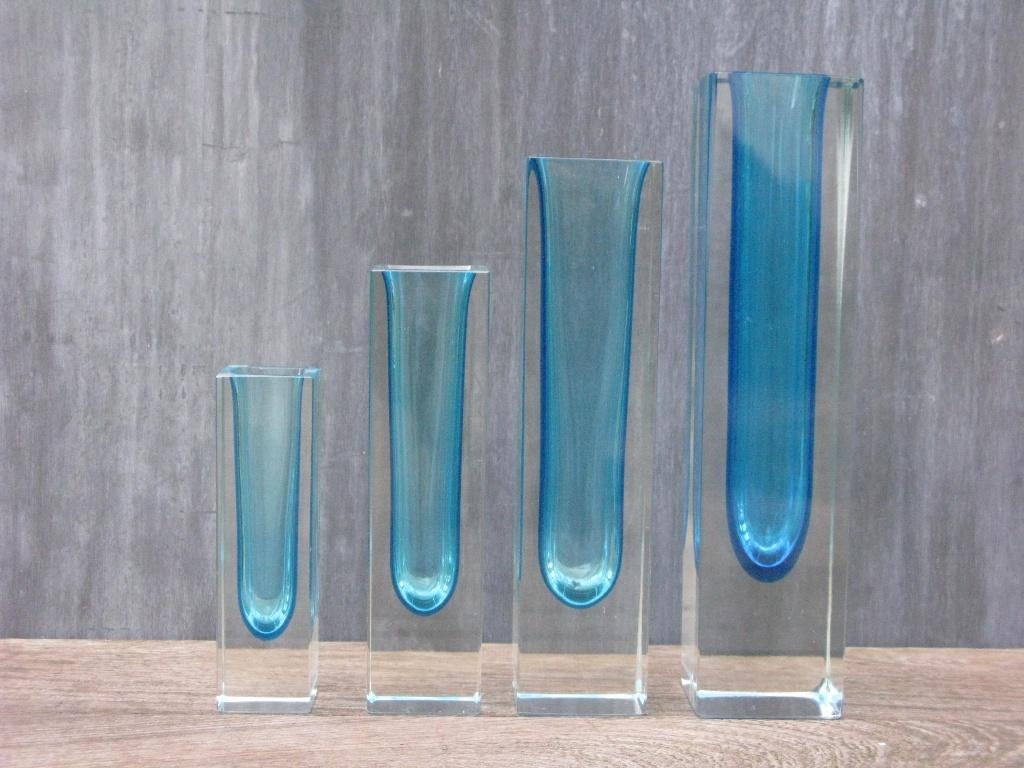 4 VAZEN MURANO SOMMERSO DESIGN FLAVIO POLI, Antiek en Kunst, Ophalen of Verzenden