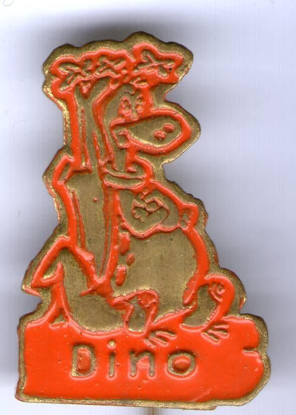 Dino Flinstones oranje op koper TV/strip speldjes( R_138 ), Verzenden, Nieuw, Figuurtje, Speldje of Pin