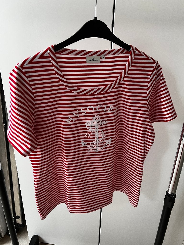 HV Society T-shirt rood-wit gestreept - maat 44, HV Society, Maat 42/44 (L), Ophalen of Verzenden, Zo goed als nieuw